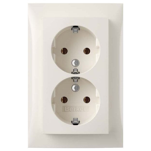 Berker 47748989 Doppelsteckdose SCHUKO mit Abdeckplatte Berker S.1 Polarweiß glänzend