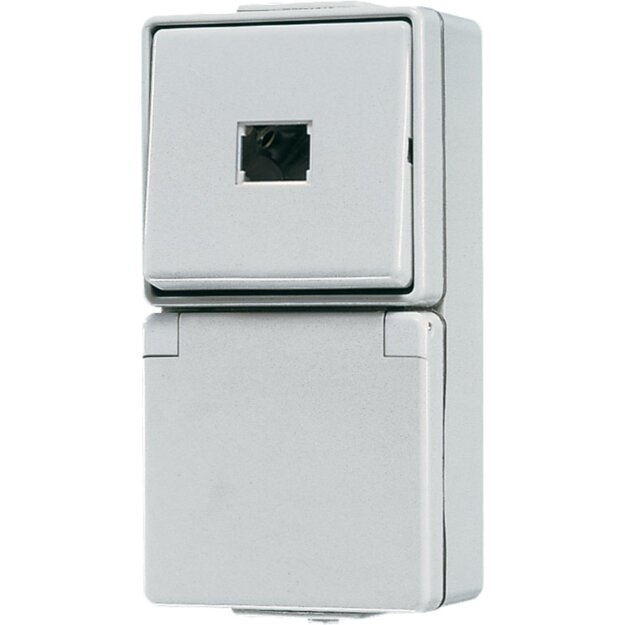 Jung 671W SCHUKO® Aufputz Steckdose mit Taster Serie WG