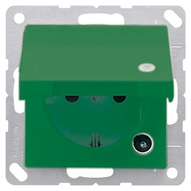 Jung AS520BFKOKLGN SCHUKO-Steckdose m. Klappdeckel (Thermoplast bruchsicher) Grün Serie AS