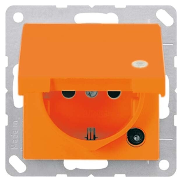 Jung AS520BFKOKLO SCHUKO-Steckdose m. Klappdeckel (Thermoplast bruchsicher) Orange Serie AS