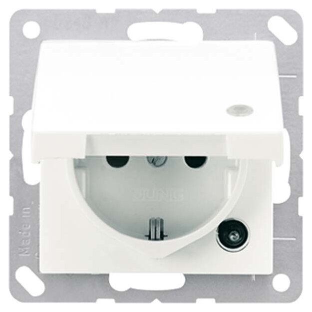 Jung AS520KLKO SCHUKO-Steckdose m. Klappdeckel (Duroplast) Weiß Serie AS