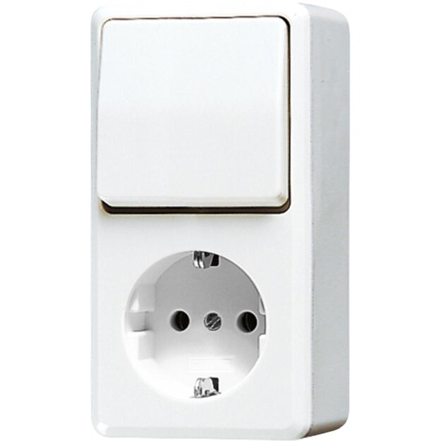 Jung 676AWW SCHUKO® Aufputz Steckdose mit Wechselschalter Alpinweiß Serie WG