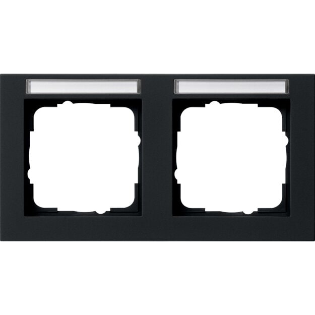 Gira 109209 Abdeckrahmen 2-fach waagerecht Beschriftungsfeld Gira E2 Schwarz matt