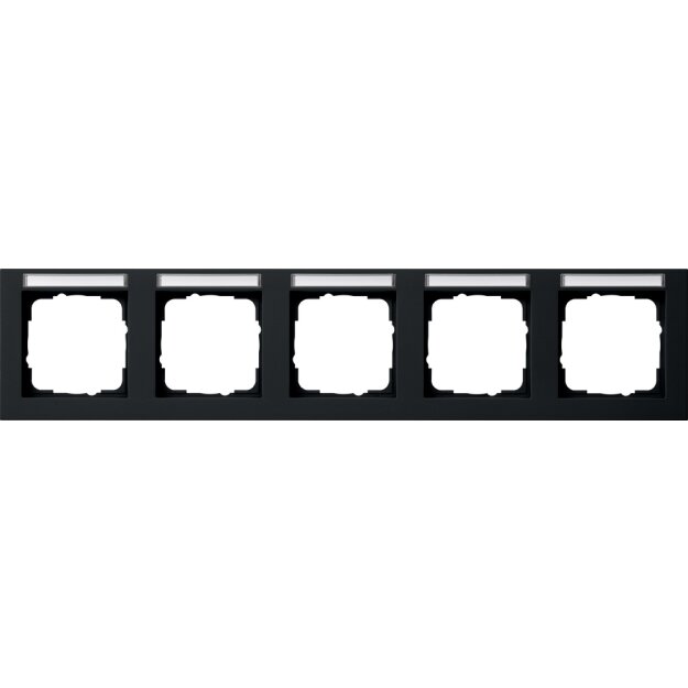 Gira 109509 Abdeckrahmen 5-fach waagerecht Beschriftungsfeld Gira E2 Schwarz matt