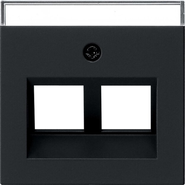 Gira 2640005 Abdeckung 30° + Beschriftungsfeld f. Tragring Modular Jack 2-fach System 55 Schwarz matt