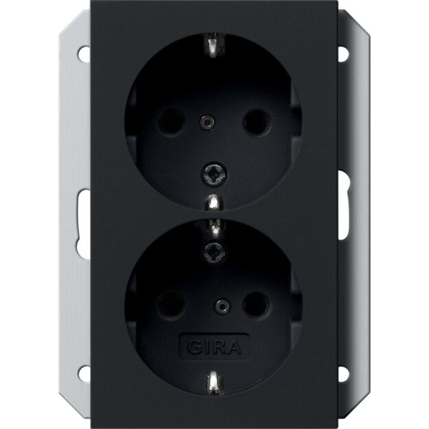 Gira 2735005 Schuko 2-fach Shutter f. UP-Dose 1,5-fach System 55 Schwarz matt
