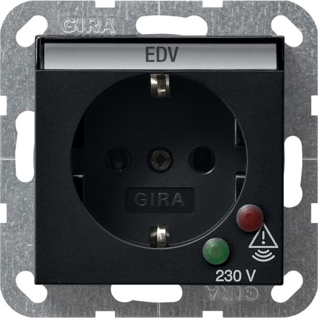 Gira 0451005 Schuko ÜSS + Beschriftungsfeld System 55 Schwarz matt