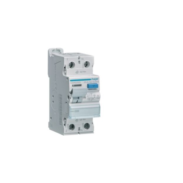 Hager CDA525D Fehlerstromschutzschalter FI 2-polig 10kA 25A 30mA Typ A