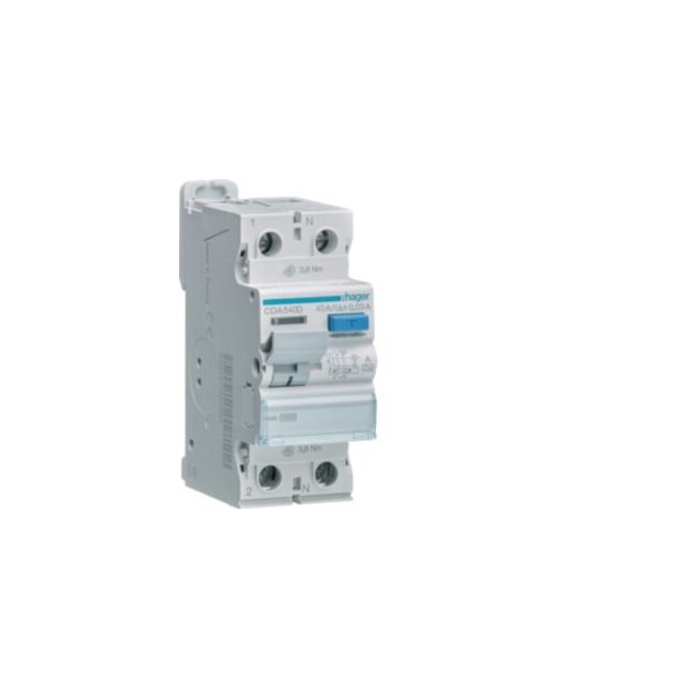 Hager CDA540D Fehlerstromschutzschalter FI 2-polig 10kA 40A 30mA Typ A