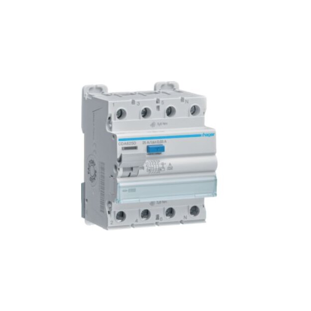 Hager CDA625D Fehlerstromschutzschalter FI 4-polig 10kA 25A 30mA Typ A