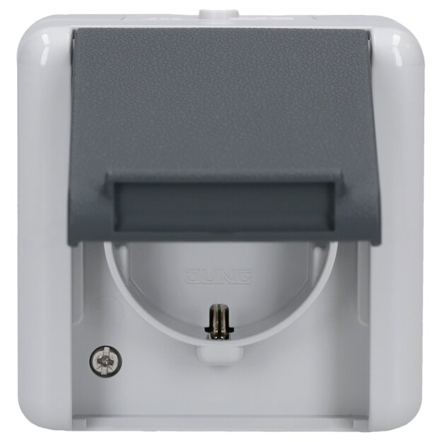 Jung 820W SCHUKO® Aufputz Steckdose mit Klappdeckel Serie WG