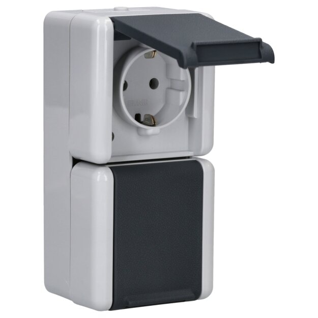 Jung 822W SCHUKO® Aufputz Zweifach-Steckdose senkrecht Serie WG