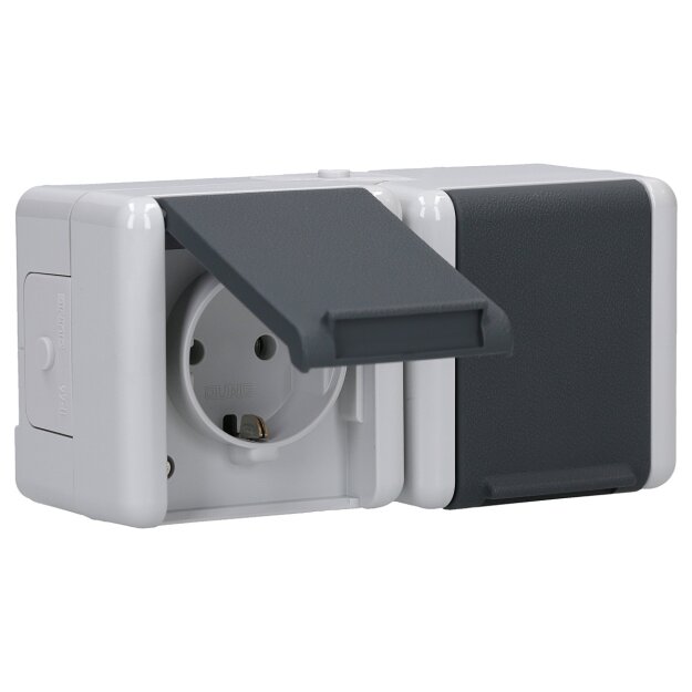 Jung 8220W SCHUKO® Aufputz Zweifach-Steckdose waagerecht Serie WG