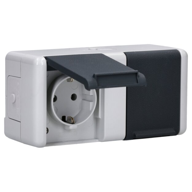 Jung 8220-1W SCHUKO® Aufputz Zweifach-Steckdose waagerecht Serie WG