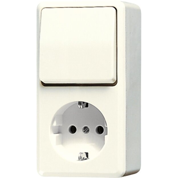 Jung 676A SCHUKO® Aufputz Steckdose mit Wechselschalter Weiß Serie AP