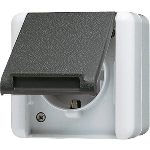 Jung 820KIW SCHUKO® Aufputz Steckdose mit Klappdeckel Serie WG