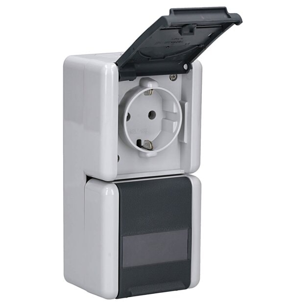 Jung 822NAW SCHUKO® Aufputz Zweifach-Steckdose senkrecht Serie WG