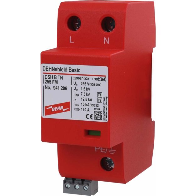 Dehn 941206 Anwendungsopt. Kombi-Ableiter DEHNshield B Typ 1+2 für einphasige TN-Systeme DSH B TN 255 FM
