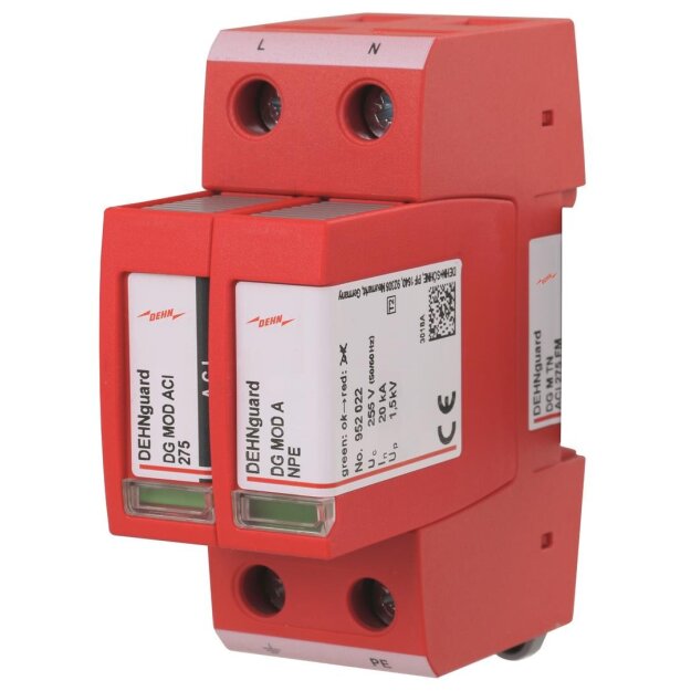 Dehn 952220 Überspannungsableiter Typ 2 DEHNguard M 2-polig Uc 275V mit ACI-Technologie DG M TN ACI 275 FM