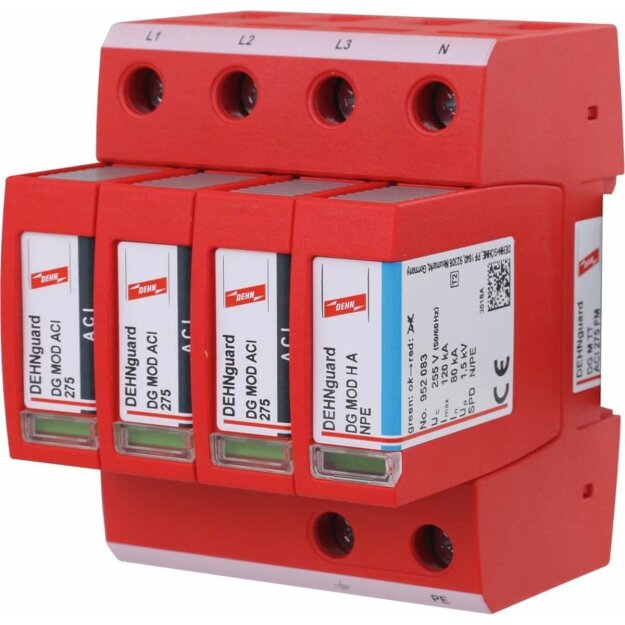 Dehn 952341 Überspannungsableiter Typ 2 DEHNguard M 4-polig Uc 275V mit ACI-Technologie DG M TT ACI 275 FM