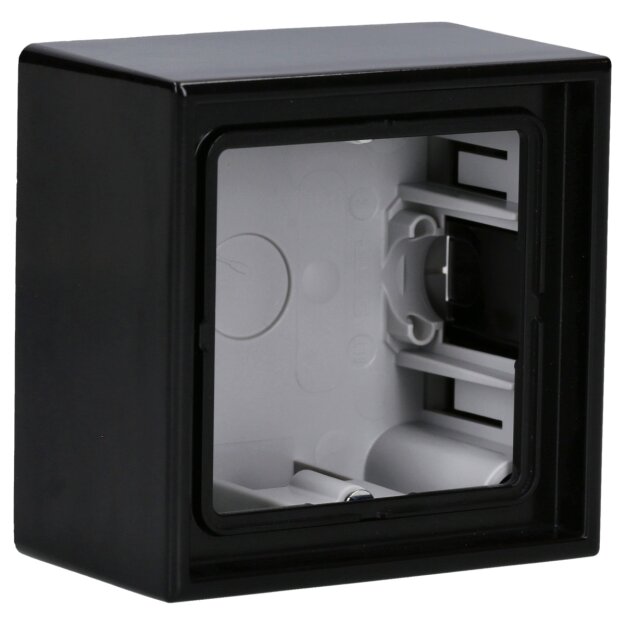 Jung LS581ASW Aufputz-Kappe m. Rahmen 1fach Schwarz Serie LS
