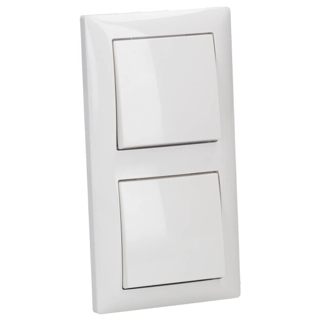 Busch-Jaeger Busch-balance SI Komplett-Set: 2x 2000/6 US Wippschalter-Einsatz + 2x 2506-914 Wippe + 1722-914 2-fach Rahmen Alpinweiß