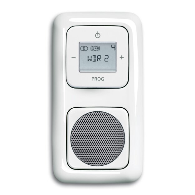 Busch-Jaeger Reflex SI Set: Busch-Radio BTconnect 8217 U + Lautsprecher-Einsatz 5 cm  8223 U + Zentralscheibe Radio 8252-214 + Zentralscheibe Lautsprecher 8253-214, Alpinweiß