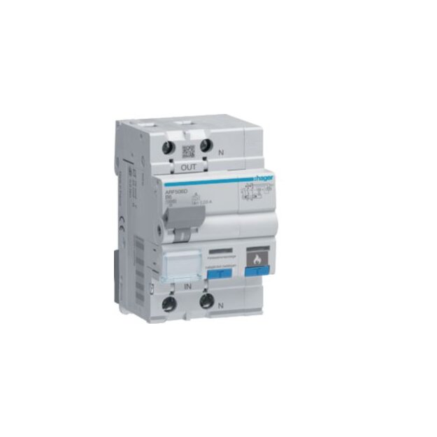 Hager ARF506D Fehlerlichtbogen-Schutzeinrichtung AFDD mit FI-LS 1-polig +N 10kA B-6A 30mA Typ A 3M