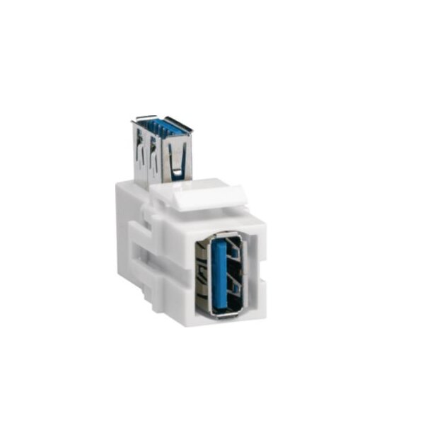Hager VZ30UA Keystone Modul univers USB 3.0 A-Buchse 90° gewinkelt auf USB 3.0 A-Buchse