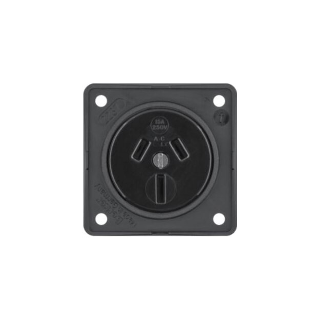 Berker 9625605 Steckdose Matt Schutzkontakt AUSTRALIEN 15 A, Schraubklemmen, Integro Modul-Einsätze, Schwarz Matt