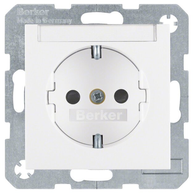 Berker 41491909 Steckdose Schuko mit Beschriftungsfeld u. erhöhter Berührungsschutz S.1/B.3/B.7 Polarweiß, Matt