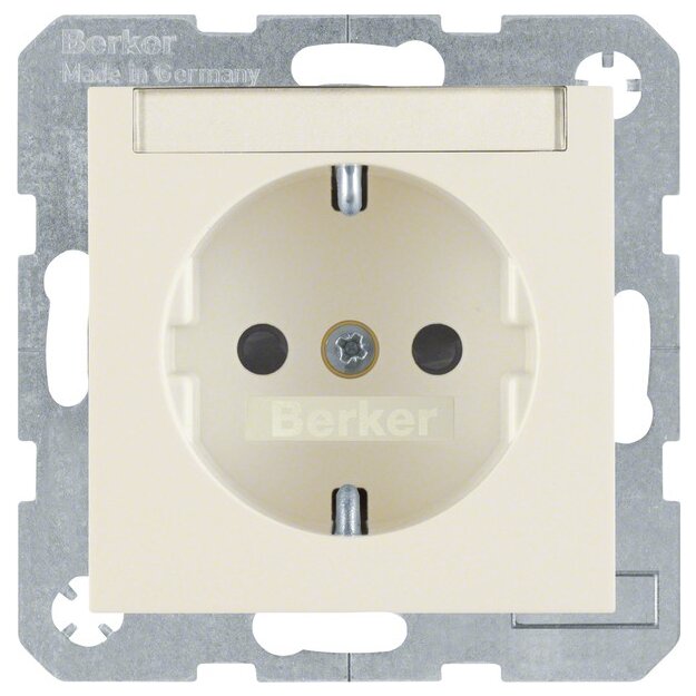 Berker 41498982 Steckdose Schuko mit Beschriftungsfeld u. erhöhter Berührungsschutz S.1 Weiß, Glänzend