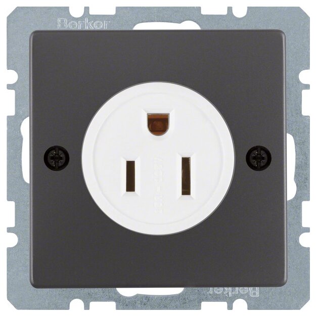 Berker 41666086 Steckdose mit Schutzkontakt USA/Canada NEMA 5-15 R Q.1/Q.3 Anthrazit, Samt