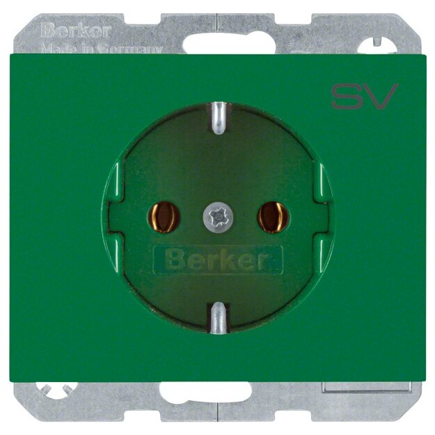 Berker 47157113 Steckdose Schuko mit Aufdruck K.1/K.5 Grün, Glänzend