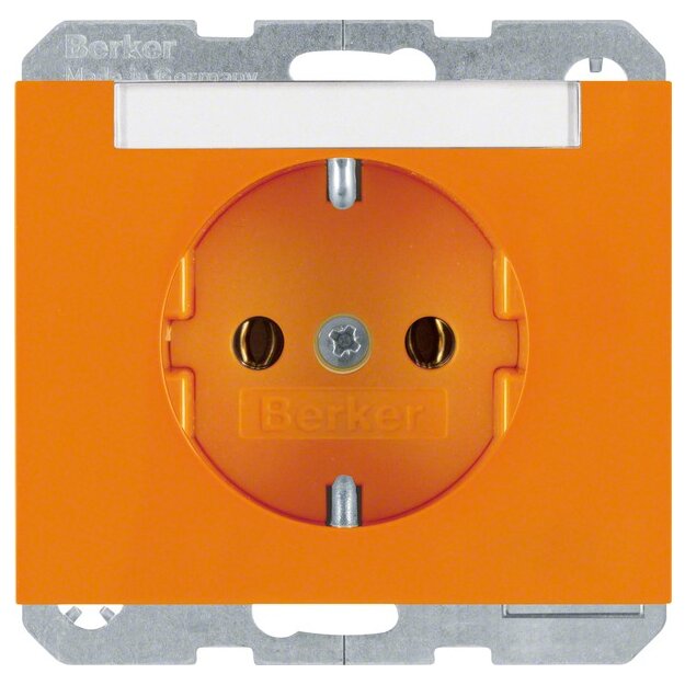 Berker 47397014 Steckdose Schuko mit Beschriftungsfeld K.1/K.5 Orange, Glänzend
