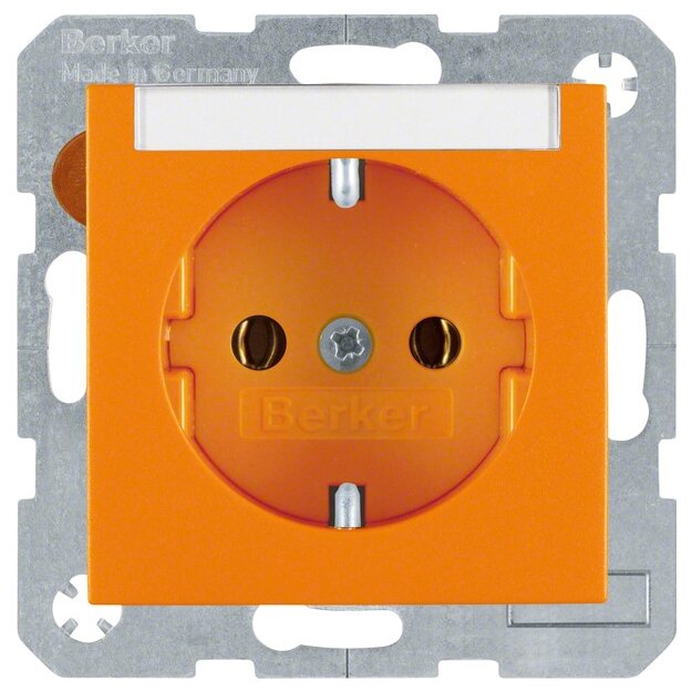 Berker 47501907 Steckdose Schuko mit Beschriftungsfeld S.1/B.3/B.7 Orange, Matt
