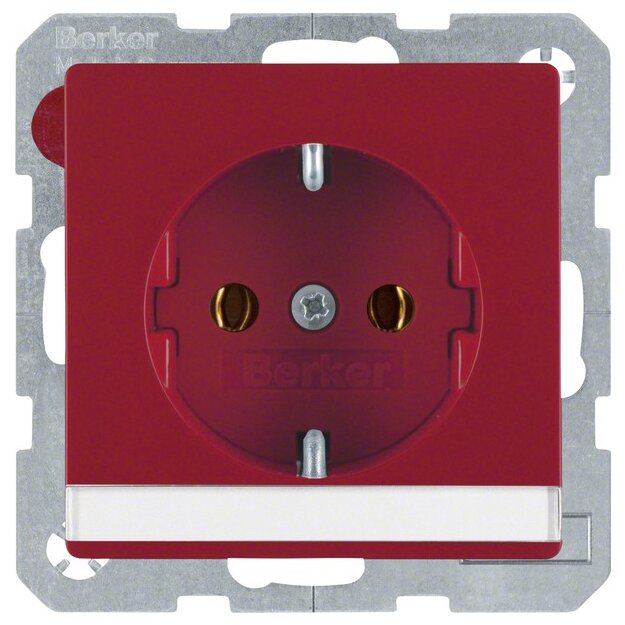 Berker 47506002 Steckdose Schuko mit Beschriftungsfeld Q.1/Q.3 Rot, Samt