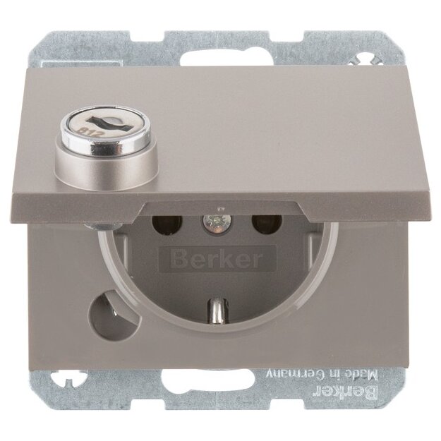 Berker 47637004 Schuko Steckdose Matt Steckklemme Klappdeckel Schloss K.1 Edelstahl Lackiert