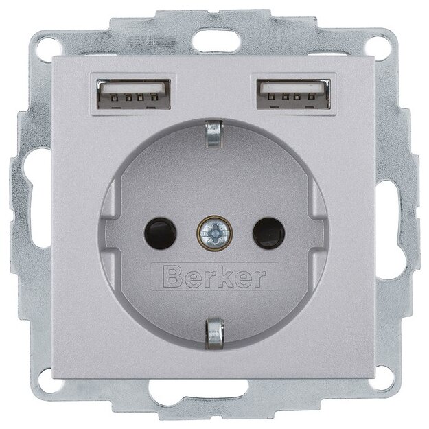 Berker 48031404 Steckdose SCHUKO/USB A-A B.3/B.7 Alu matt lackiert