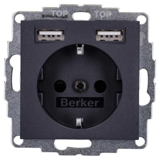 Berker 48031606 Steckdose SCHUKO/USB A-A B.3/B.7 Anthrazit matt