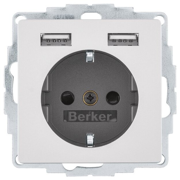Berker 48036084 Steckdose SCHUKO/USB A-A Q.1/Q.3/Q.7/Q.9 Alu Samt lackiert
