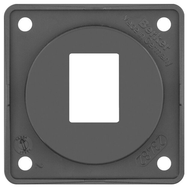 Berker 945572505 Tragplatte 1-fach für AMP Modular Jacks, Integro Modul-Einsätze, Anthrazit Glänzend