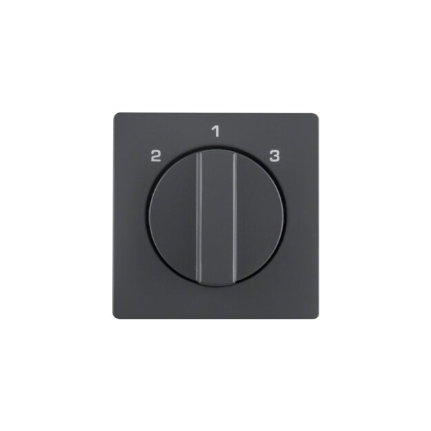Berker 1084608600 Zentralstück mit Drehknopf für 3-Stufenschalter Q.1/Q.3 Anthrazit, Samt