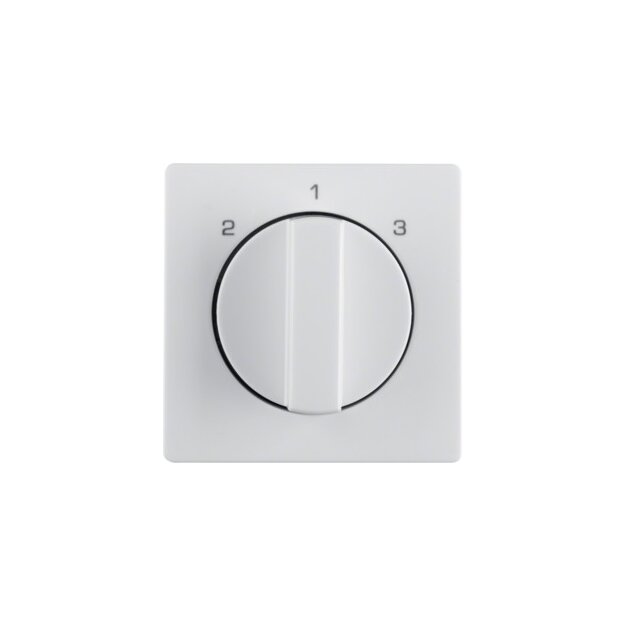 Berker 1084608900 Zentralstück mit Drehknopf für 3-Stufenschalter Q.1/Q.3 Polarweiß, Samt