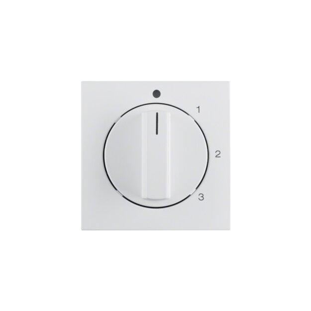 Berker 1096190900 Zentralstück mit Drehknopf für 3-Stufenschalter S.1/B.3/B.7 Polarweiß, Matt