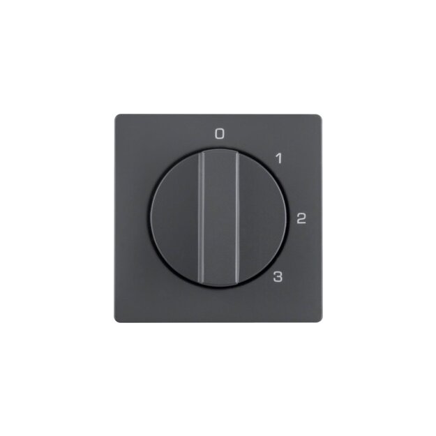 Berker 1096608600 Zentralstück mit Drehknopf für 3-Stufenschalter Q.1/Q.3 Anthrazit, Samt