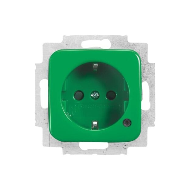 Busch-Jaeger 20 EUCBL-13-212 Schuko® Steckdosen-Einsatz mit LED Kontrolllicht Grün Ral 6032 2CKA002013A5466