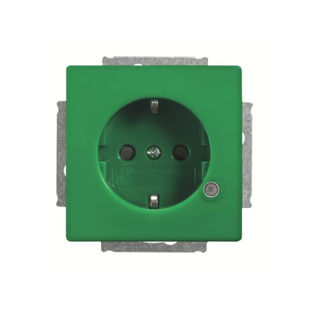 Busch-Jaeger 20 EUCBL-84 Schuko® Steckdosen-Einsatz mit LED Kontrolllicht Grün Ral 6032 2CKA002013A5467