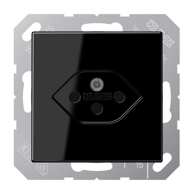 Jung A1520-13BFSEVSW Steckdose nach Schweizer Norm (Thermoplast bruchsicher) Schwarz Serie A
