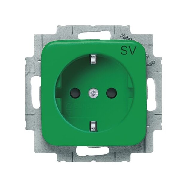 Busch-Jaeger 20 EUCKS-13-212-101 Schuko® Steckdosen-Einsatz mit erh. Berührungsschutz Grün Ral 6032 2CKA002013A5468